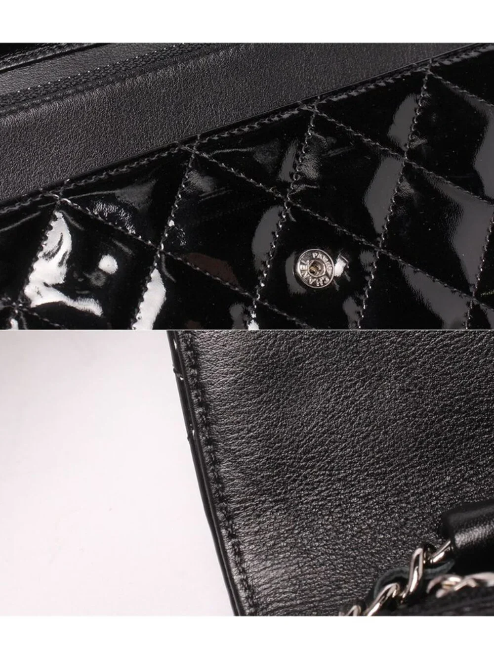 Chanel Chain Wallet Shoulder Bag Crossbody Single Flap Silver Quilted Enamel
